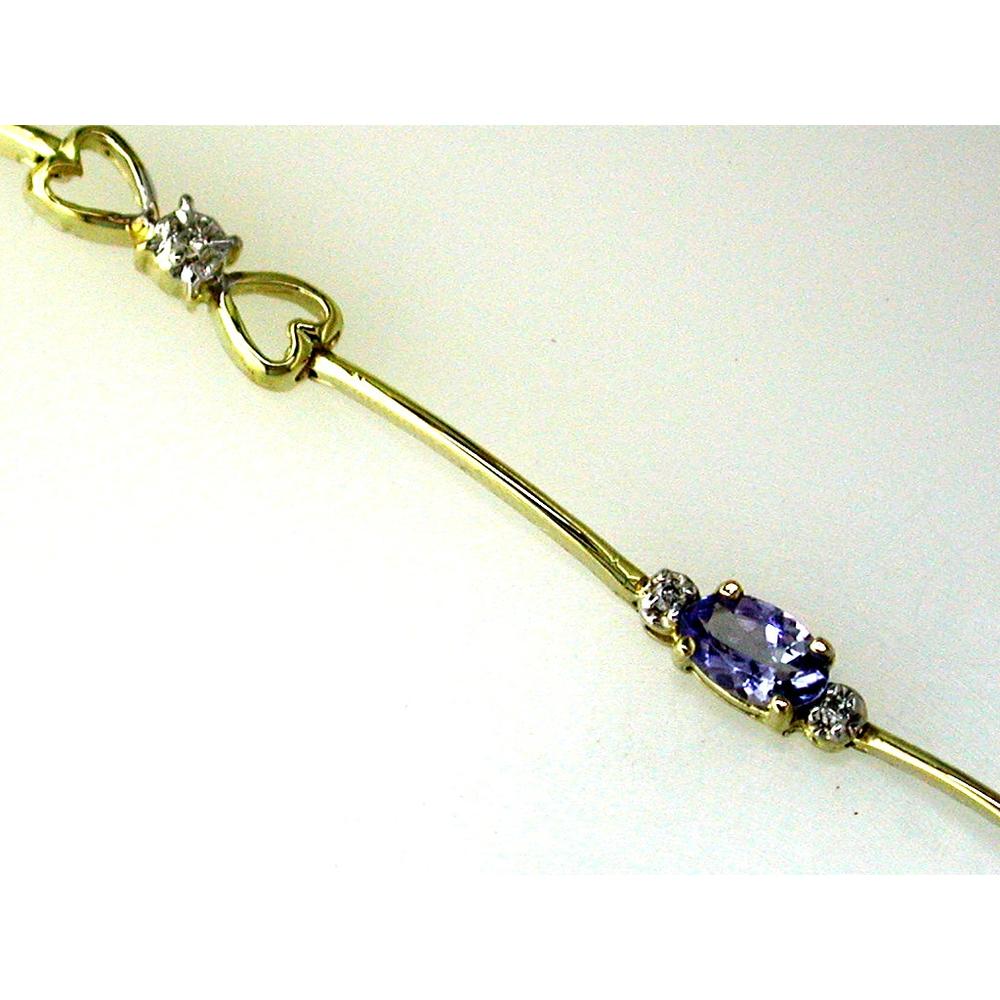 14K Yellow Gold Tanzanite and Diamond Bracelet with Oval Tanzanite - 0.85 Carats Tanzanite and 0.06 Carats Diamond Weight