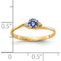 14K Yellow Gold Tanzanite and Diamond Ring with Round Faceted Stones - 0.33 Carat Tanzanite, 0.016 Carat Diamond Total Weight by Monteluci Fine Jewelry