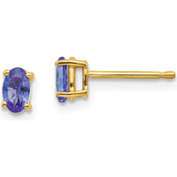14K Yellow Gold Tanzanite Oval Stud Earrings - 0.27 Carat Total Tanzanite Weight by Monteluci Fine Jewelry