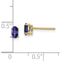 14K Yellow Gold Tanzanite Oval Stud Earrings - 0.27 Carat Total Tanzanite Weight by Monteluci Fine Jewelry