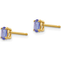 14K Yellow Gold Tanzanite Oval Stud Earrings - 0.27 Carat Total Tanzanite Weight by Monteluci Fine Jewelry