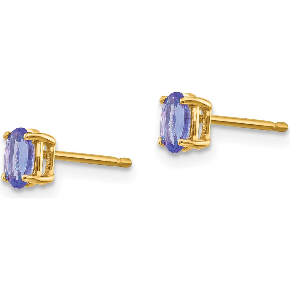 14K Yellow Gold Tanzanite Oval Stud Earrings - 0.27 Carat Total Tanzanite Weight by Monteluci Fine Jewelry