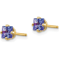 14K Yellow Gold Tanzanite Princess Cut Stud Earrings - 0.35 Carat Total Tanzanite Weight by Monteluci Fine Jewelry