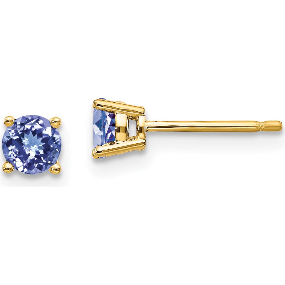 14K Yellow Gold Tanzanite Stud Earrings - 0.33 Carat Total Gem Weight by Monteluci Fine Jewelry