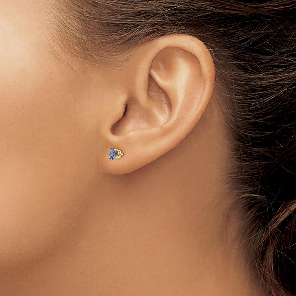 14K Yellow Gold Tanzanite Stud Earrings - 0.33 Carat Total Gem Weight by Monteluci Fine Jewelry