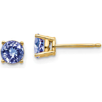 14K Yellow Gold Tanzanite Stud Earrings - 0.55 Carat Total Tanzanite Weight by Monteluci Fine Jewelry