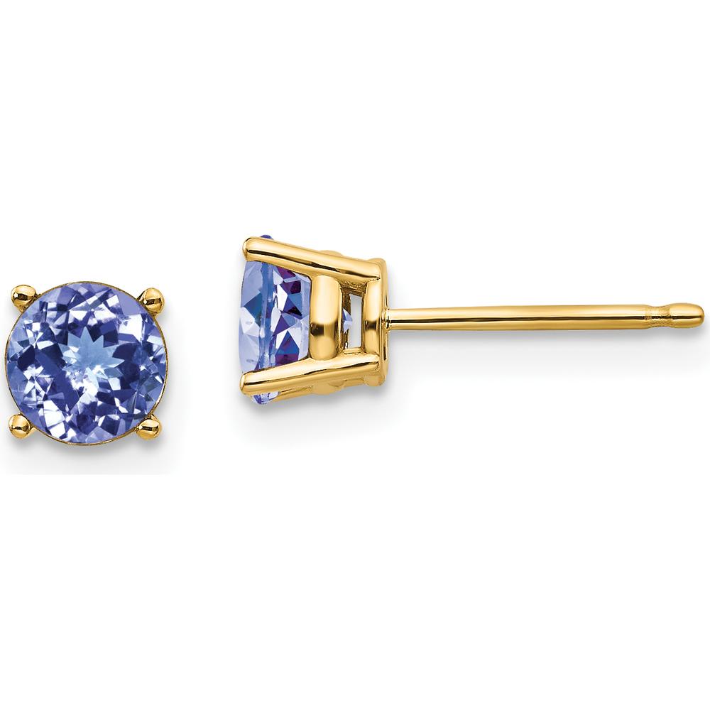 14K Yellow Gold Tanzanite Stud Earrings - 0.55 Carat Total Tanzanite Weight by Monteluci Fine Jewelry