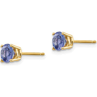 14K Yellow Gold Tanzanite Stud Earrings - 0.55 Carat Total Tanzanite Weight by Monteluci Fine Jewelry
