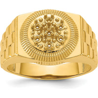 14K Yellow Gold Tapered Band Men's Ring Mounting with Polished Circular Top by IBGoodman