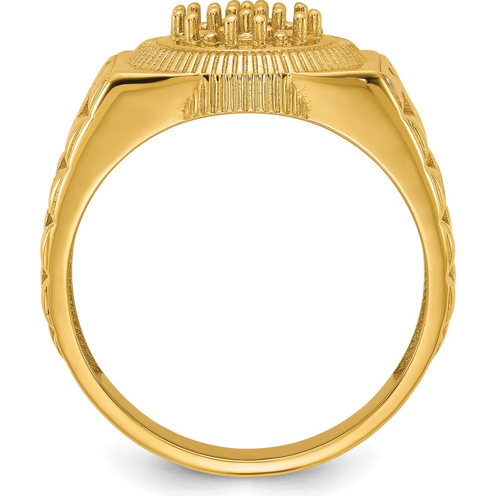 14K Yellow Gold Tapered Band Men's Ring Mounting with Polished Circular Top by IBGoodman