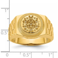 14K Yellow Gold Tapered Band Men's Ring Mounting with Polished Circular Top by IBGoodman