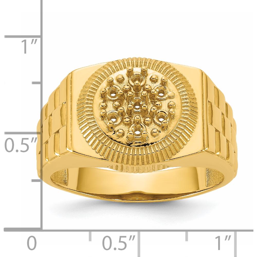 14K Yellow Gold Tapered Band Men's Ring Mounting with Polished Circular Top by IBGoodman