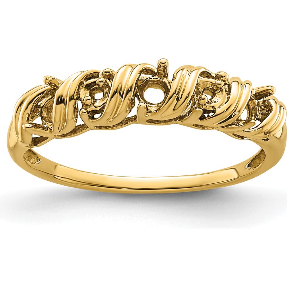 14K Yellow Gold Tapered Band Ring Mounting - Polished Finish by Monteluci Fine Jewelry