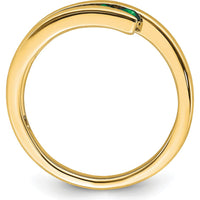 14K Yellow Gold Tapered Band Ring with Graduated Round Natural Emeralds - 0.215 Carat Total Weight by 0