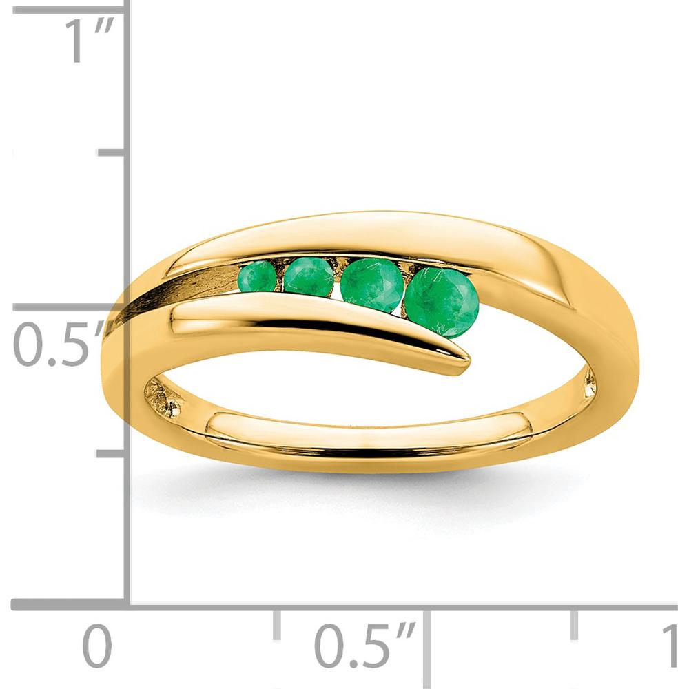 14K Yellow Gold Tapered Band Ring with Graduated Round Natural Emeralds - 0.215 Carat Total Weight by 0