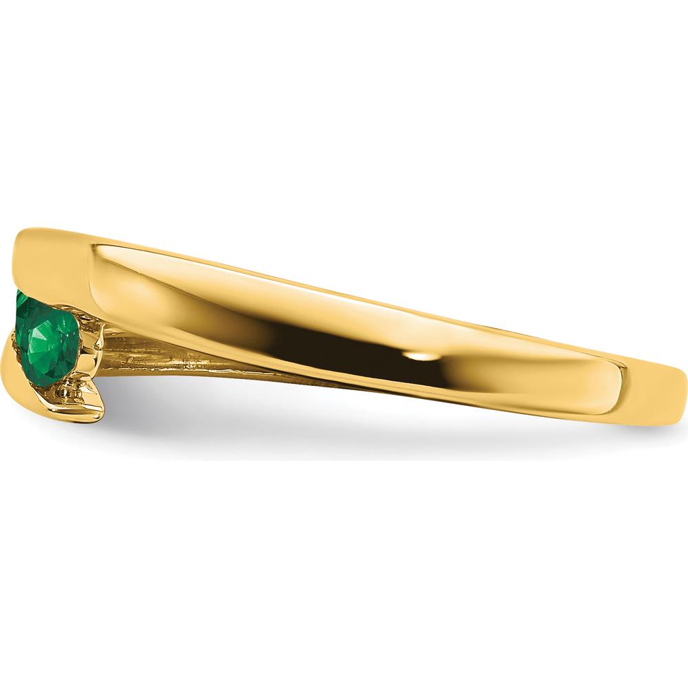 14K Yellow Gold Tapered Band Ring with Graduated Round Natural Emeralds - 0.215 Carat Total Weight by 0