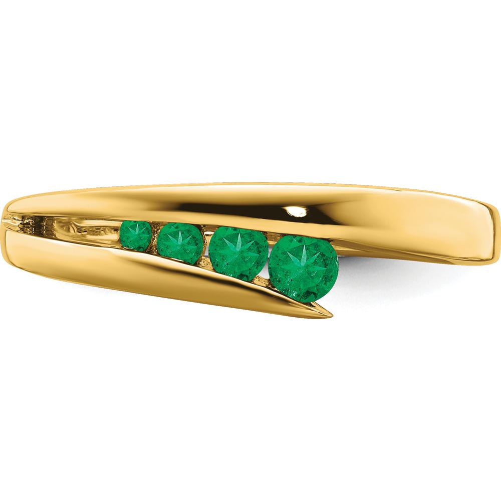 14K Yellow Gold Tapered Band Ring with Graduated Round Natural Emeralds - 0.215 Carat Total Weight by 0