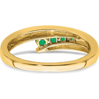 14K Yellow Gold Tapered Band Ring with Graduated Round Natural Emeralds - 0.215 Carat Total Weight by 0