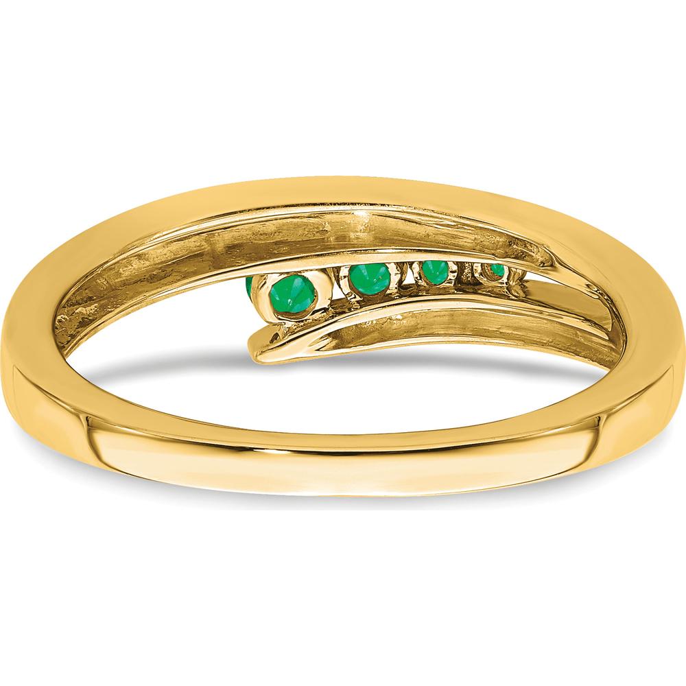 14K Yellow Gold Tapered Band Ring with Graduated Round Natural Emeralds - 0.215 Carat Total Weight by 0
