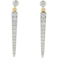 14K Yellow Gold Tapered Drop Earrings with Bezel and Prong-Set Round Diamonds - 0.44 Carat Total Diamond Weight