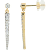 14K Yellow Gold Tapered Drop Earrings with Bezel and Prong-Set Round Diamonds - 0.44 Carat Total Diamond Weight