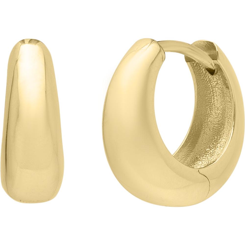 14K Yellow Gold Tapered Huggie Hoop Earrings with Snap Clasp