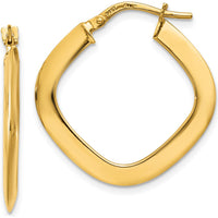 14K Yellow Gold Tapered Square Hoop Earrings - Polished Finish, 23mm Length, 25mm Width by 0
