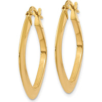 14K Yellow Gold Tapered Square Hoop Earrings - Polished Finish, 23mm Length, 25mm Width by 0