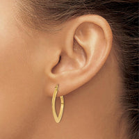 14K Yellow Gold Tapered Square Hoop Earrings - Polished Finish, 23mm Length, 25mm Width by 0
