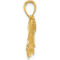 14K Yellow Gold Tarpon Fish Charm Pendant with Textured Finish by Oro Pregiato