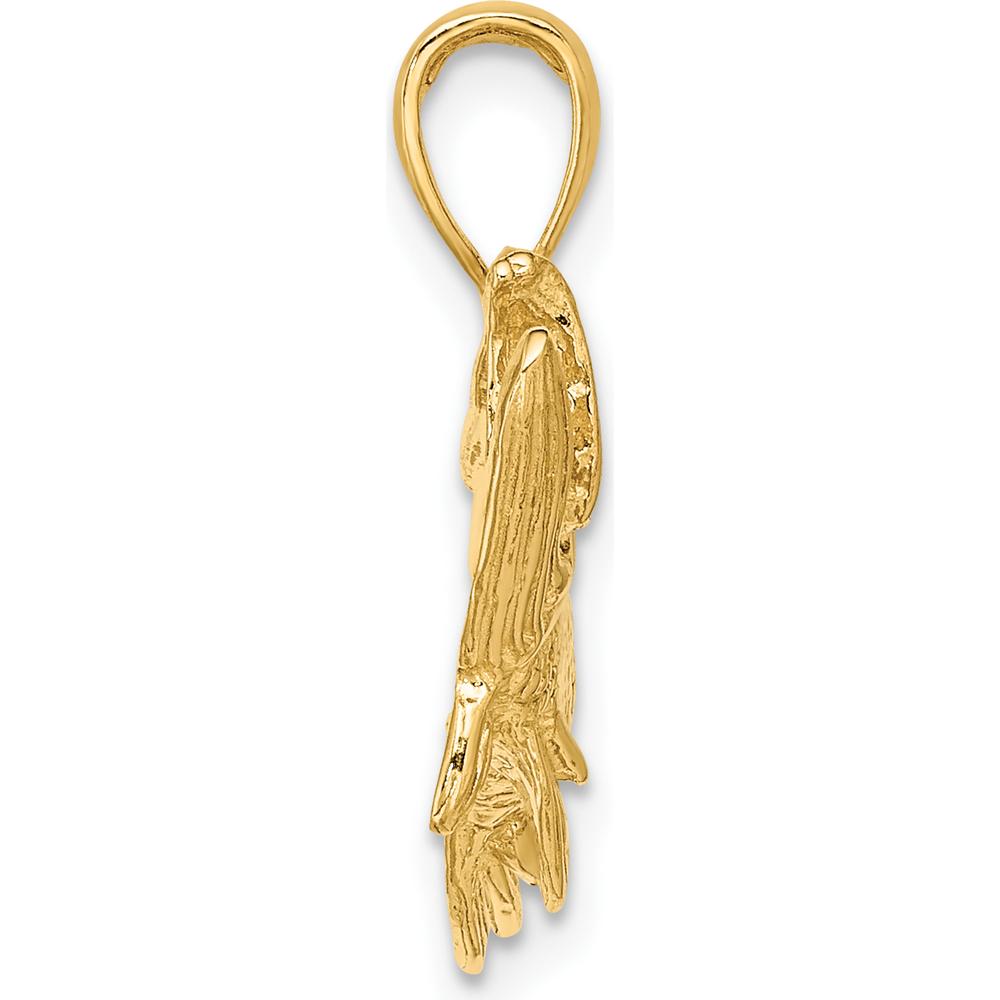 14K Yellow Gold Tarpon Fish Charm Pendant with Textured Finish by Oro Pregiato