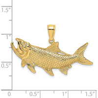 14K Yellow Gold Tarpon Fish Charm Pendant with Textured Finish by Oro Pregiato