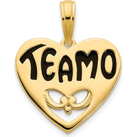 14K Yellow Gold TE AMO Heart Charm with Black Epoxy Inlay by Oro Pregiato