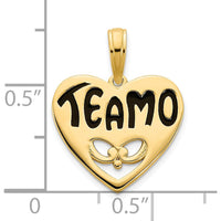 14K Yellow Gold TE AMO Heart Charm with Black Epoxy Inlay by Oro Pregiato