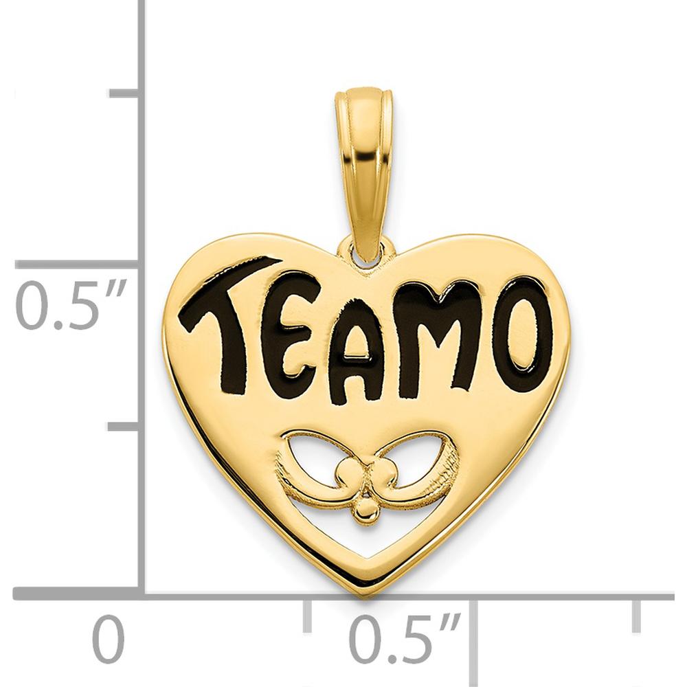14K Yellow Gold TE AMO Heart Charm with Black Epoxy Inlay by Oro Pregiato