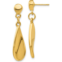 14K Yellow Gold Tear Drop Dangle Post Earrings - 36mm Length by Oro Pregiato