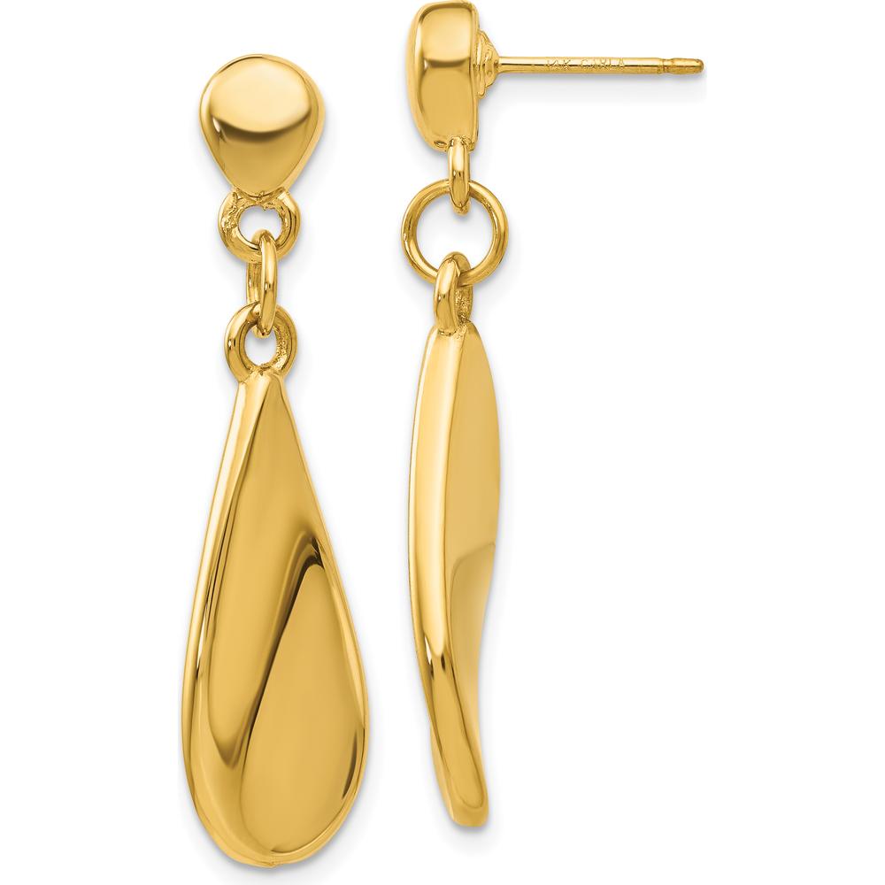 14K Yellow Gold Tear Drop Dangle Post Earrings - 36mm Length by Oro Pregiato