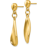 14K Yellow Gold Tear Drop Dangle Post Earrings - 36mm Length by Oro Pregiato
