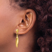 14K Yellow Gold Tear Drop Dangle Post Earrings - 36mm Length by Oro Pregiato
