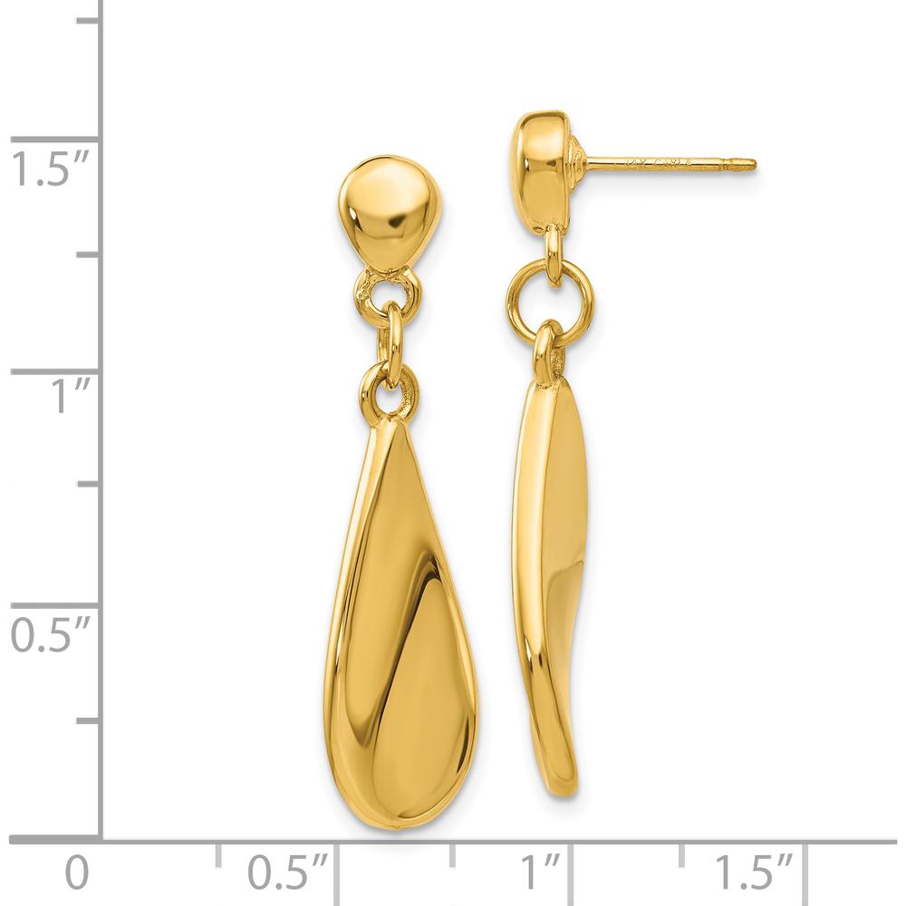 14K Yellow Gold Tear Drop Dangle Post Earrings - 36mm Length by Oro Pregiato