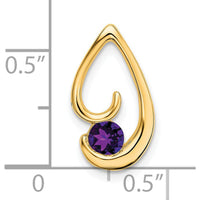 14K Yellow Gold Teardrop Amethyst Pendant with Round 4mm Amethyst - 0.2 Carat Total Amethyst Weight by Lumare Gioia