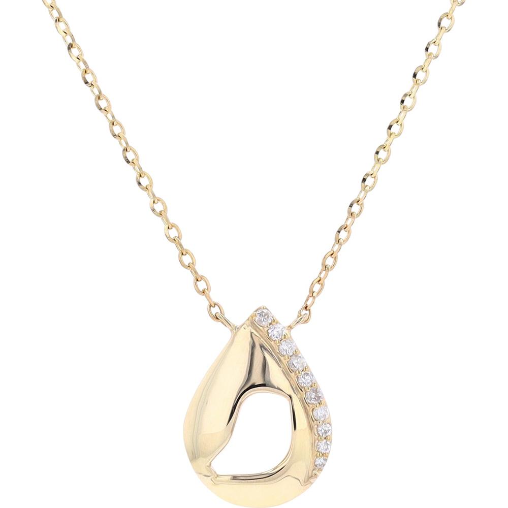 14K Yellow Gold Teardrop Bird Pendant Necklace with Diamond Accents - 0.05 Carats Total Diamond Weight