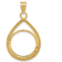 14K Yellow Gold Teardrop Coin Bezel Pendant for 1/10 oz. American Eagle Coin by Numis Coin Jewelry