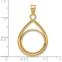 14K Yellow Gold Teardrop Coin Bezel Pendant for 1/10 oz. American Eagle Coin by Numis Coin Jewelry