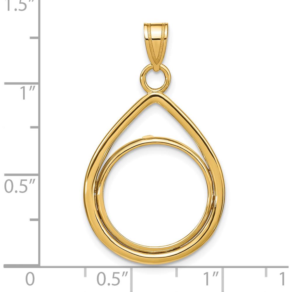 14K Yellow Gold Teardrop Coin Bezel Pendant for 1/10 oz. American Eagle Coin by Numis Coin Jewelry