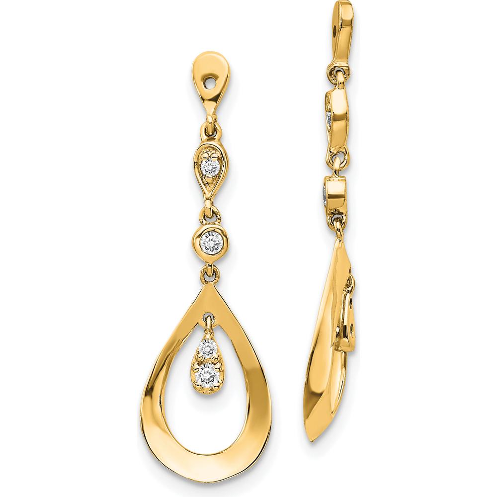 14K Yellow Gold Teardrop Dangle Diamond Earring Jackets with Round Diamonds - 0.0725 Carats Total Diamond Weight by Oro Pregiato