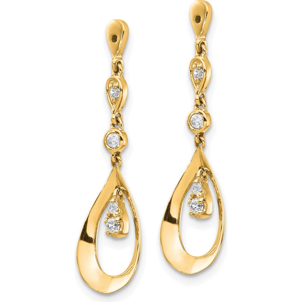 14K Yellow Gold Teardrop Dangle Diamond Earring Jackets with Round Diamonds - 0.0725 Carats Total Diamond Weight by Oro Pregiato