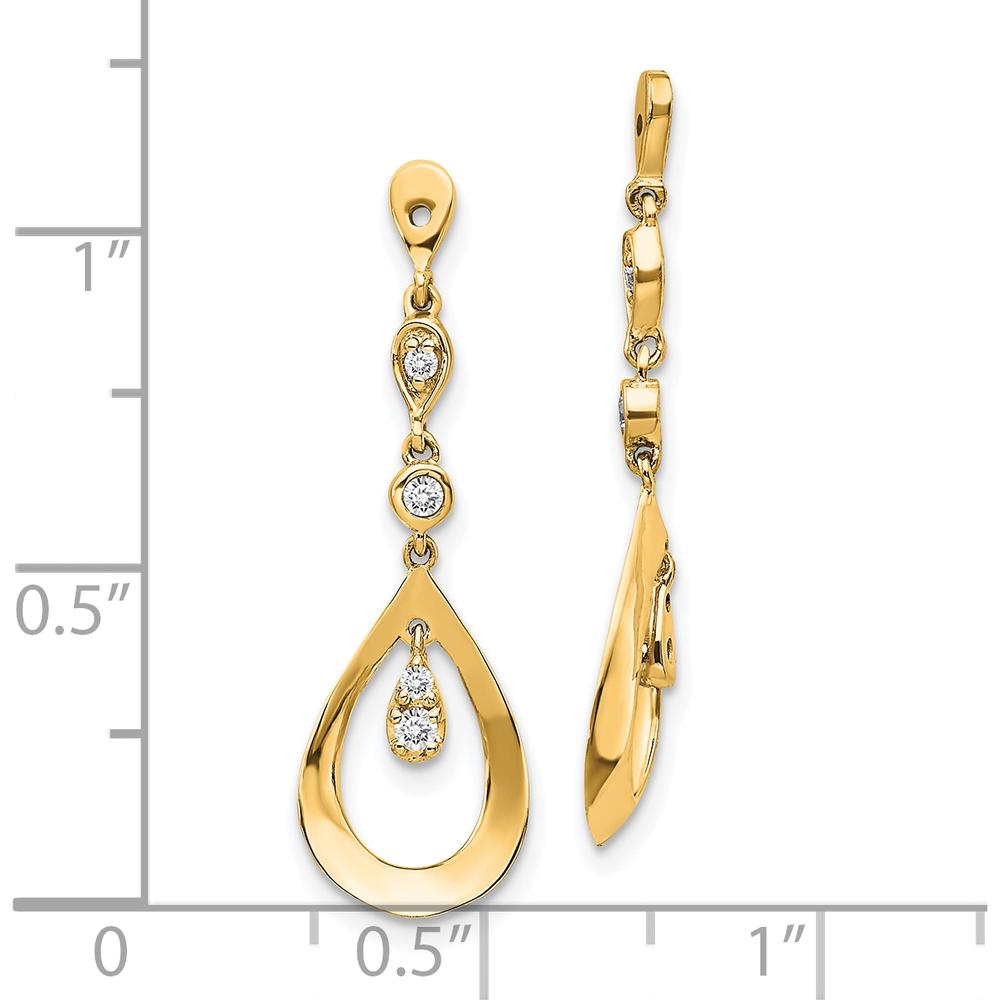 14K Yellow Gold Teardrop Dangle Diamond Earring Jackets with Round Diamonds - 0.0725 Carats Total Diamond Weight by Oro Pregiato
