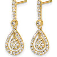 14K Yellow Gold Teardrop Dangle Earrings with Round Diamonds - 0.10 Carat Total Diamond Weight by Monteluci Fine Jewelry
