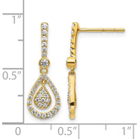 14K Yellow Gold Teardrop Dangle Earrings with Round Diamonds - 0.10 Carat Total Diamond Weight by Monteluci Fine Jewelry